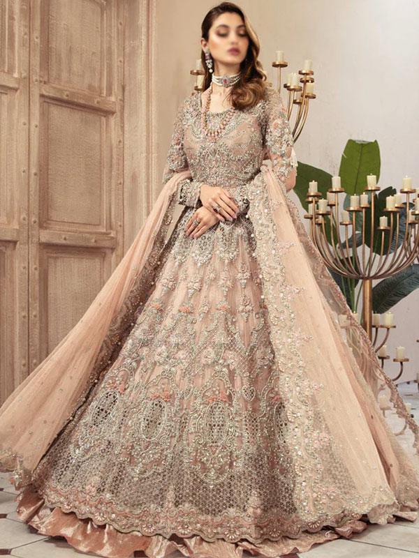 Wedding Embroidered Net Long Maxi Party Wear (Unstitched)