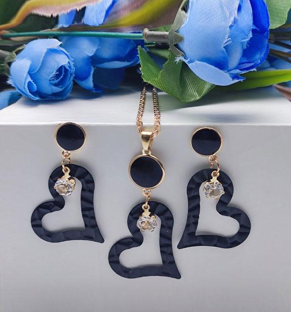 Heart Shape Locket With Chain Earring Set