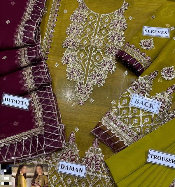 Chiffon Sequence Heavy Embroidered Dress (Unstitched)