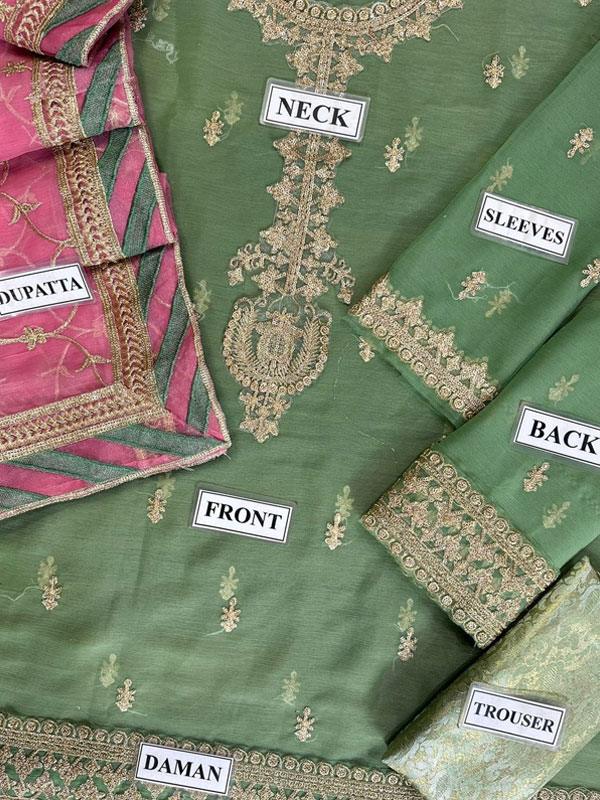 Chiffon Heavy Work Dress with Embroidered Dupatta & Jamawar Bottom (Unstitched)