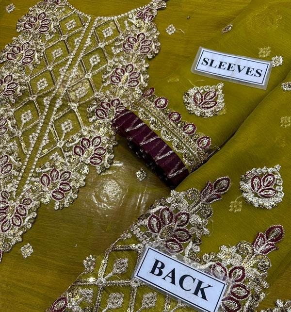 Chiffon Sequence Heavy Embroidered Dress (Unstitched)