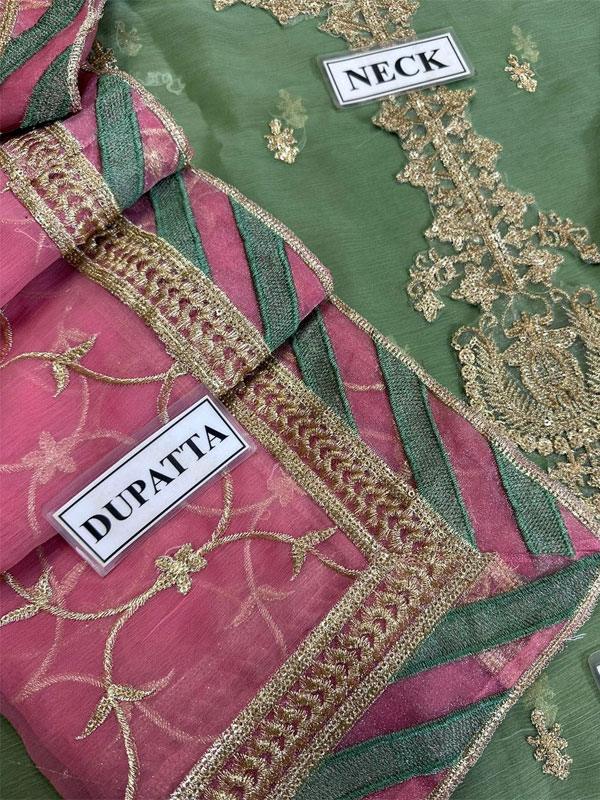Chiffon Heavy Work Dress with Embroidered Dupatta & Jamawar Bottom (Unstitched)