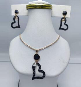 Heart Shape Locket With Chain Earring Set