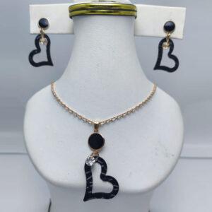 Heart Shape Locket With Chain Earring Set