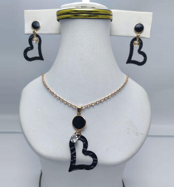 Heart Shape Locket With Chain Earring Set