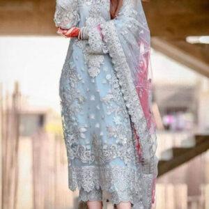 Heavy Embroidered Organza Dress with Organza Dupatta (Unstitched)