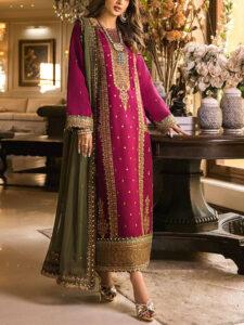 Chiffon Dress with Heavy Lace & Embroidery