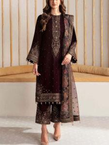 Velvet Wedding Dress with Embroidered Silk Trouser