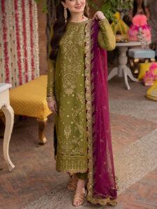 Heavy Embroidered Chiffon Dress With Chiffon Embroidered Dupatta (Unstitched)