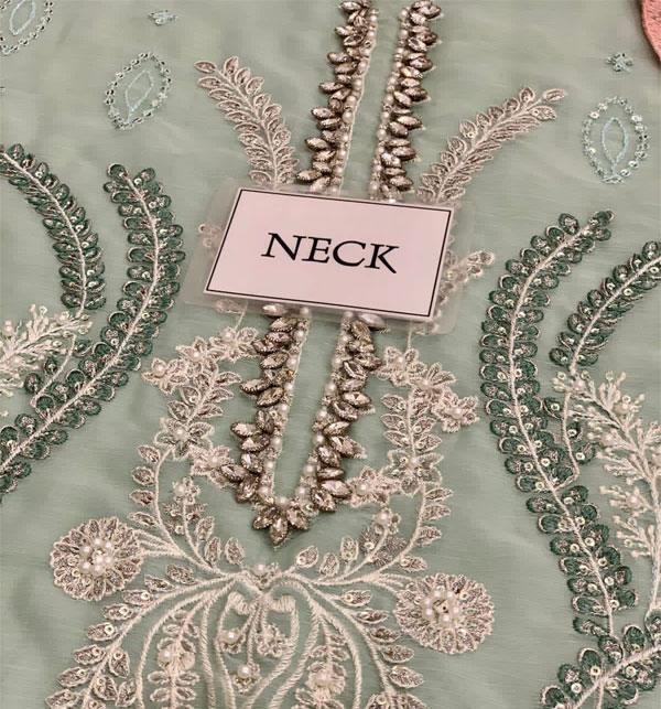 Chiffon Heavy Embroidered Spengle Cut Work Dress with 4-Side Dupatta (Unstitched)