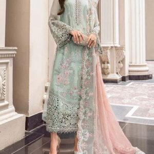 Chiffon Heavy Embroidered Spengle Cut Work Dress with 4-Side Dupatta (Unstitched)