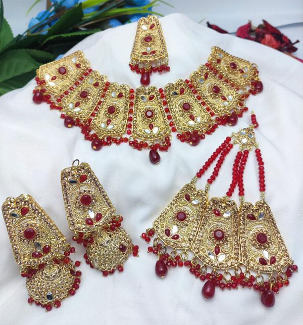 Bridal Combo DEAL Necklace Matha Patti & Long Jhumka