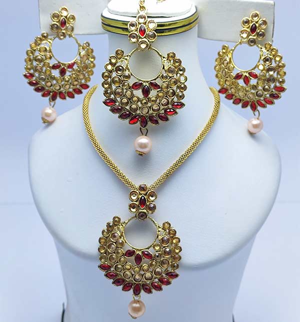 Kundan Locket Set Earring Matha Patti