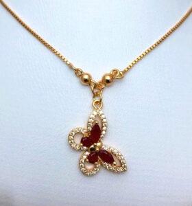 Stylish Zircon Maroon Butterfly Locket Jewelry Set