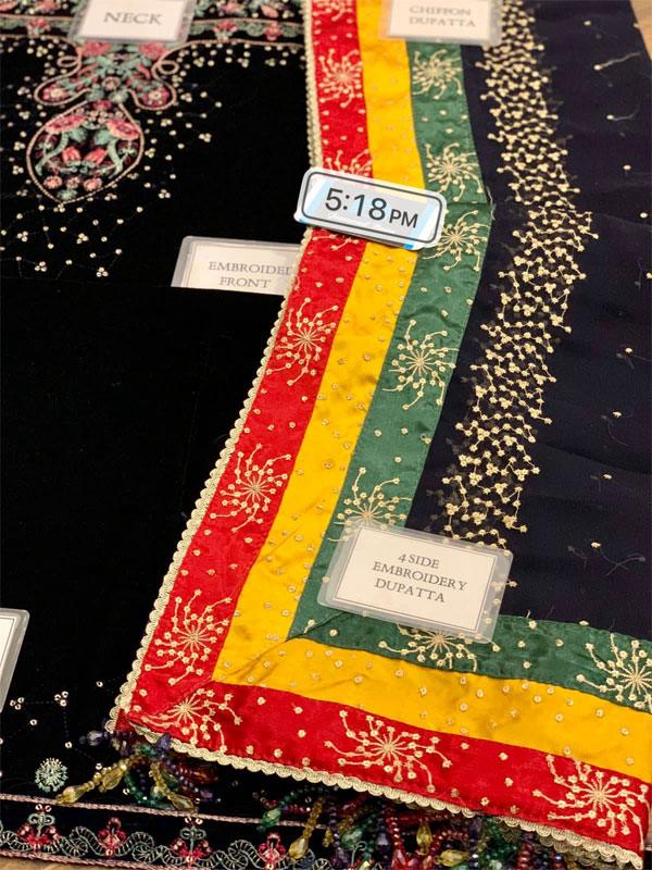 Luxury Velvet Embroidered Dress + Chiffon Dupatta (Unstitched)