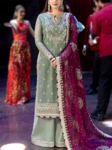 Luxury Chiffon Dress with Heavy Embroidery & Dupatta