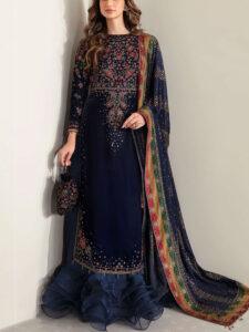 Luxury Velvet Embroidered Dress + Chiffon Dupatta (Unstitched)