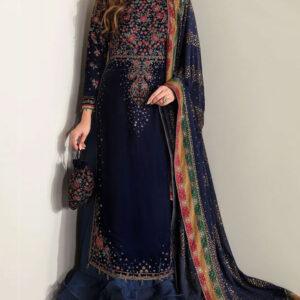 Luxury Velvet Embroidered Dress + Chiffon Dupatta (Unstitched)