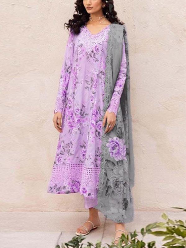 Elegant Lawn Schiffli Printed Dress with Heavy Embroidery Chiffon Dupatta
