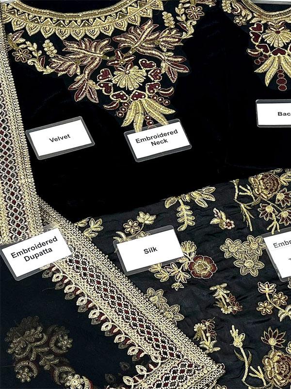 Luxury Velvet Embroidered Bridal Dress