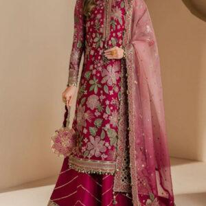 Semi Pure Chiffon Heavy Embroidered Dress with NET Dupatta (Unstitched)
