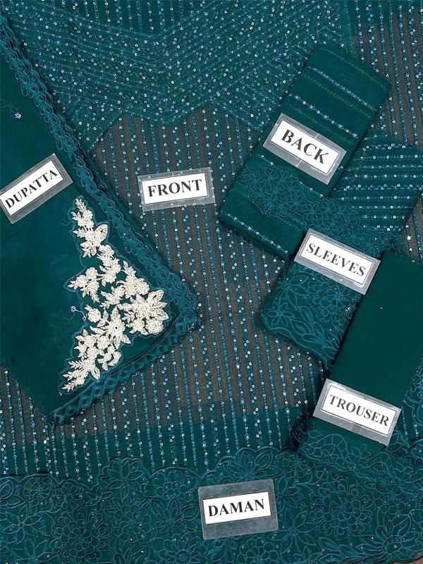 Chiffon Heavy Sequins Embroidered Dress with Chiffon Dupatta (Unstitched) - Image 2