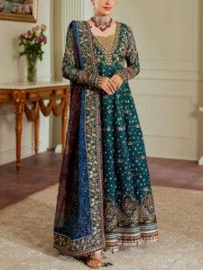 Chiffon Heavy Sequins Embroidered Dress with 4-Side Dupatta (Unstitched)