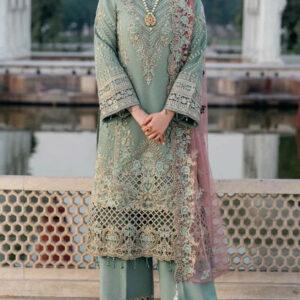 Luxury Chiffon Embroidery Suit with 4-Side Net Dupatta