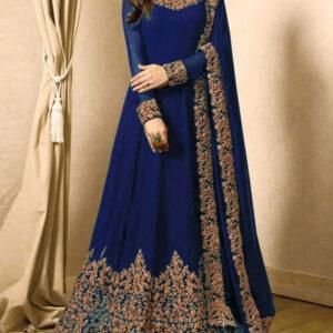 Chiffon Embroidered Navy Blue Maxi (Unstitched)