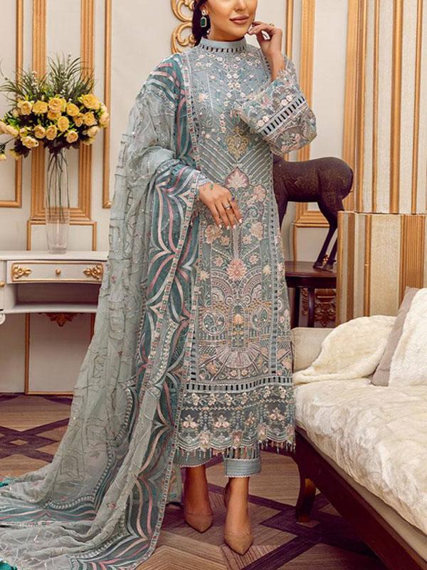 Chiffon Heavy Embroidered Dress with Chiffon Dupatta (Unstitched)