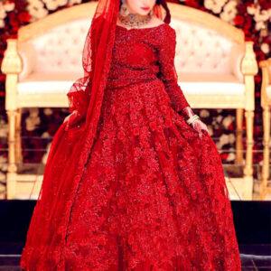 3D Handwork NET Heavy Embroidered Maxi Dress with 3-Piece Unstitched Suit