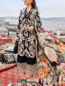 Lawn Embroidered All-Over Printed Dress with Chiffon Dupatta (Unstitched)
