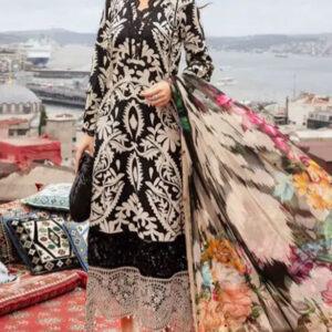 Lawn Embroidered All-Over Printed Dress with Chiffon Dupatta (Unstitched)