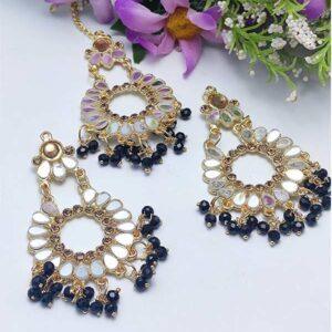 Mirror Earring With Matha Patti