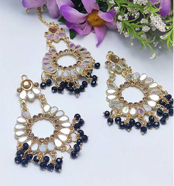 Mirror Earring With Matha Patti