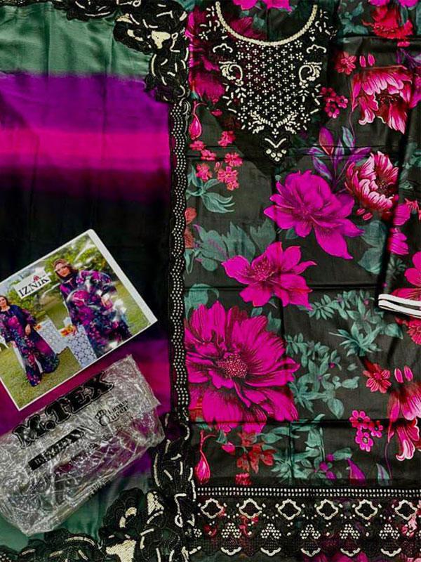 Digital Printed Lawn Dress with Heavy Embroidery and 4-Side Chiffon Dupatta (Unstitched)