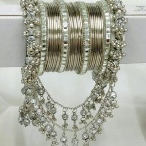 Bridal Jhoola Style Mirror Steel Bangles Set