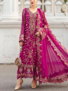 Luxury Chiffon Party Wear Dress & Embroidered Dupatta