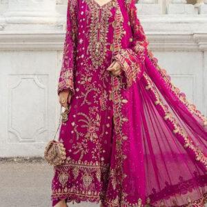 Luxury Chiffon Party Wear Dress & Embroidered Dupatta