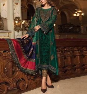 Chiffon Full Embroidery Suit with Digital Printed Silk Dupatta (Unstitched)