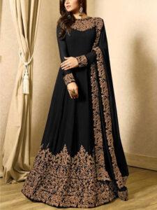 Chiffon Embroidered Black Maxi (Unstitched)