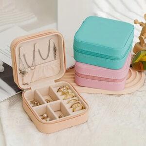 Mini Faux Leather Jewelry Travel Case