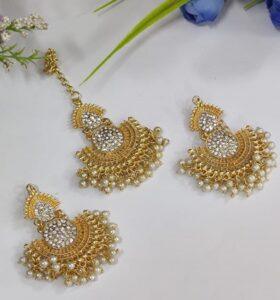 Traditional Party Wear Earring With Matha Patti Pearls Work