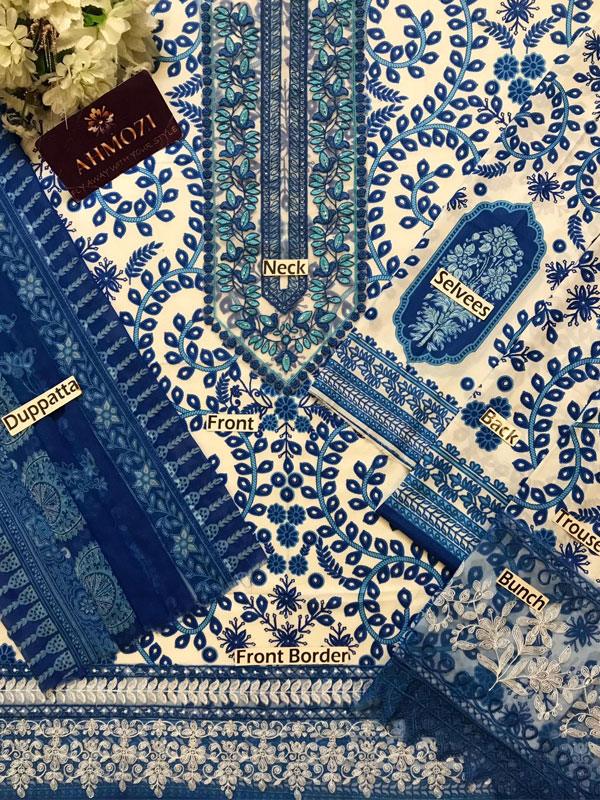 Lawn Embroidered All-Over Printed Dress with Chiffon Dupatta (Unstitched)