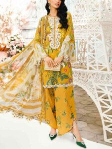 Digital Printed Embroidery Lawn Dress with Chiffon Dupatta (Unstitched)
