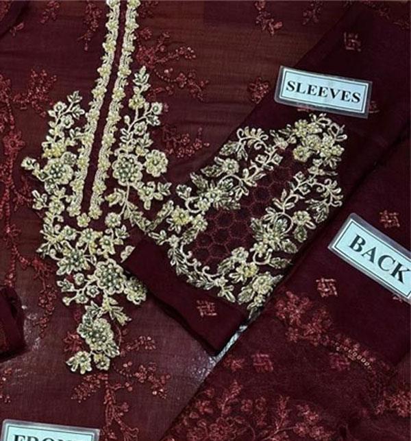 Luxury Chiffon 3 Piece Embroidered Outfit