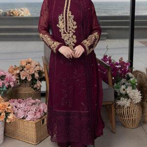 Luxury Chiffon 3 Piece Embroidered Outfit