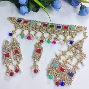 Multicolor Chokar With Earring and Jhumer Matha Patti
