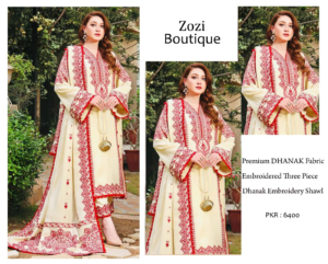 Premium 3-Piece Heavy Embroidered Dhanak Suit – Winter Collection