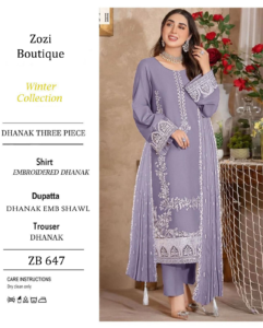 Premium 3-Piece Embroidered Dhanak Suit – Winter Collection